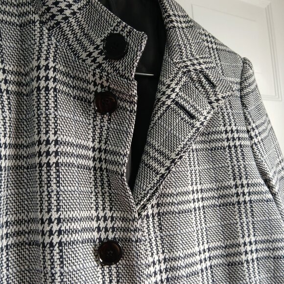 Zara Man Black and White Plaid Mid Length Trench Coat Size Medium - Picture 4 of 11